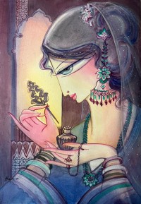 Hajra Mansoor, 15 x 22 inch, Water color on Paper, Figurative Painting, AC-HM-063